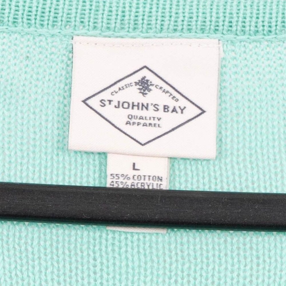 St Johns Bay Sweater Womens L NWOT Mint Green Knit Floral Embroidery Bell Sleeve - Picture 5 of 6